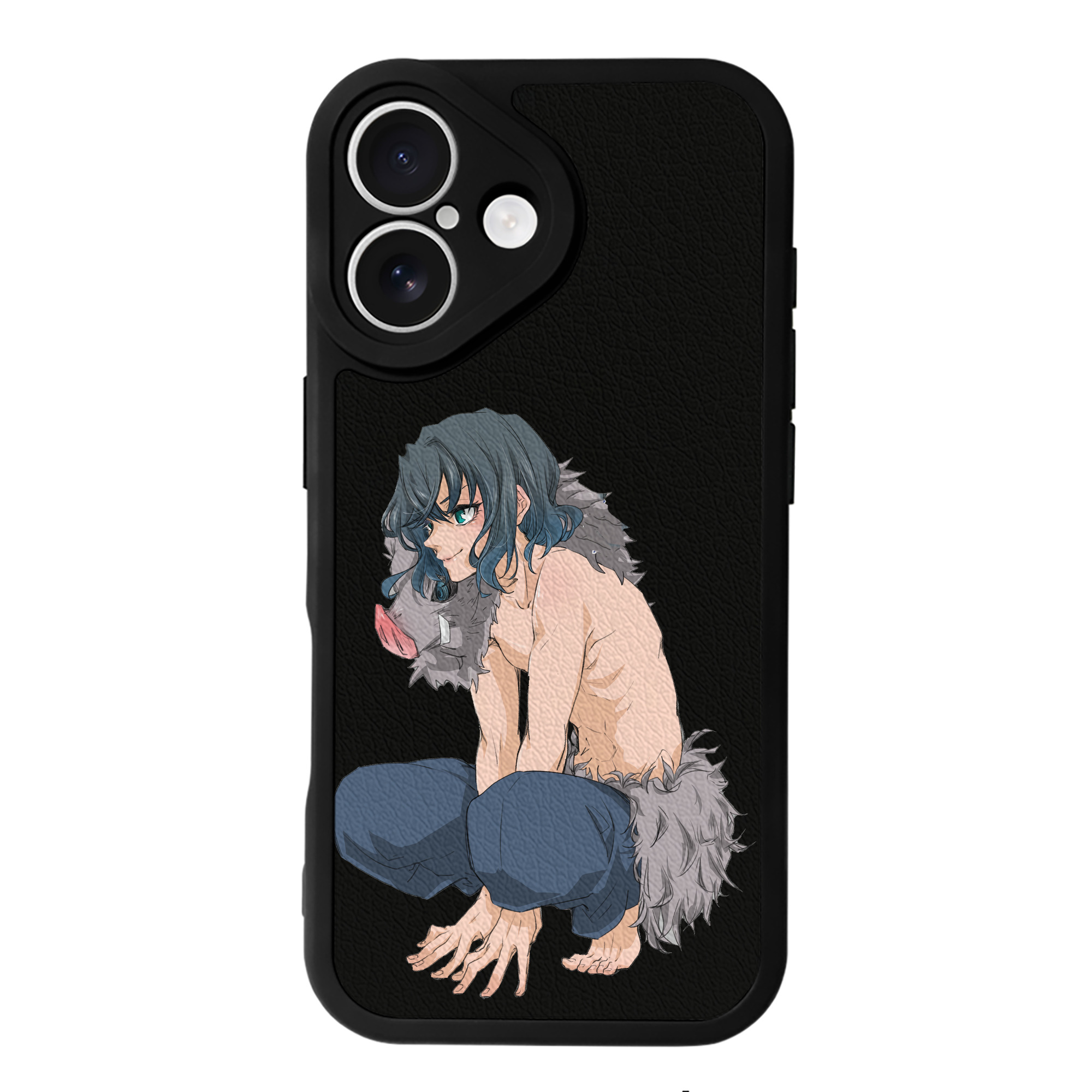 （画像用） 鬼滅の刃（きめつのやいば）嘴平 伊之助／はしびら いのすけ Hashibira Inosuke 【iPhone 16シリーズ対応】シリコンスマホケース（レザー調） 材質：シリコン